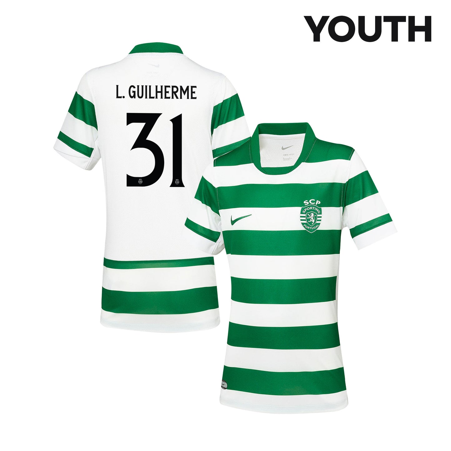Luis Guilherme 31 Sporting CP 25/26 Home YOUTH Jersey - Green/White