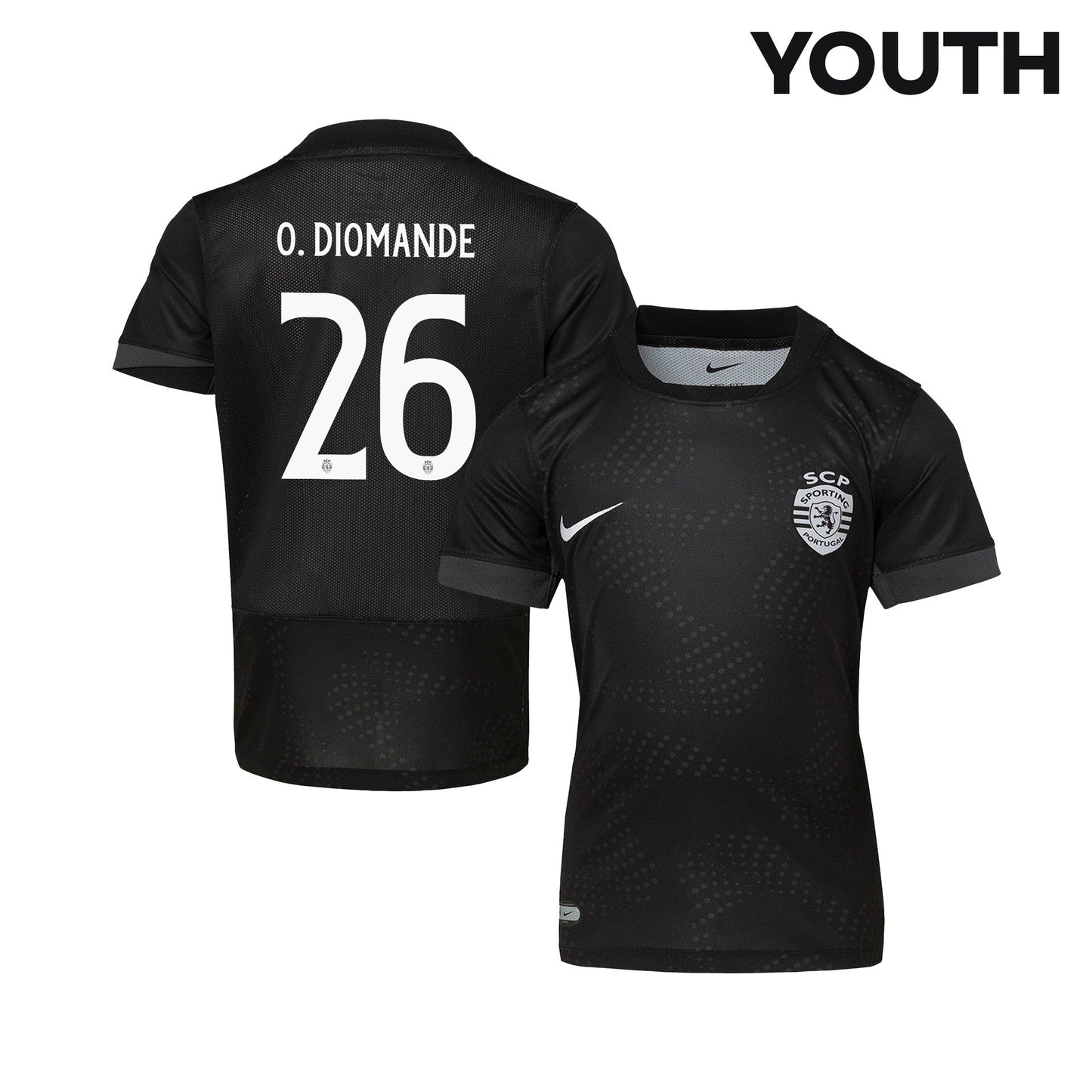 Ousmane Diomande 26 Sporting CP 25/26 Away YOUTH Jersey - Black