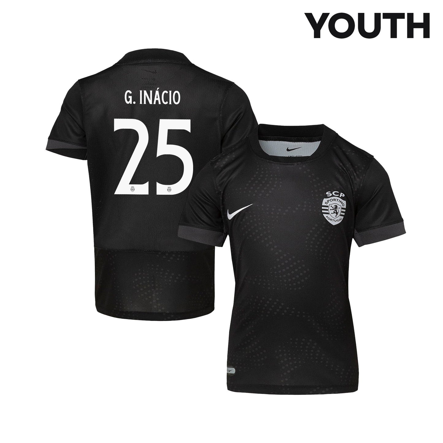 Gonçalo Inácio 25 Sporting CP 25/26 Away YOUTH Jersey - Black