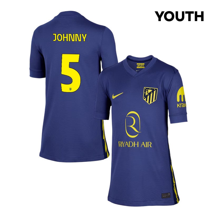 Johnny Cardoso 5 Atlético Madrid 25/26 Away YOUTH Jersey - Navy/Yellow