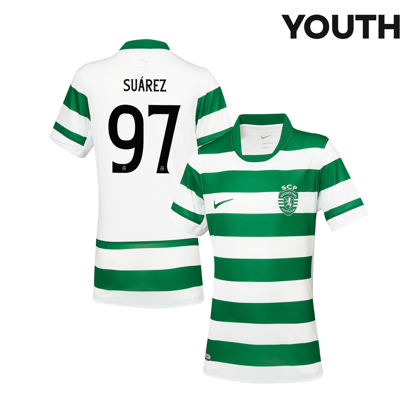 Luis Suárez 97 Sporting CP 25/26 Home YOUTH Jersey - Green/White