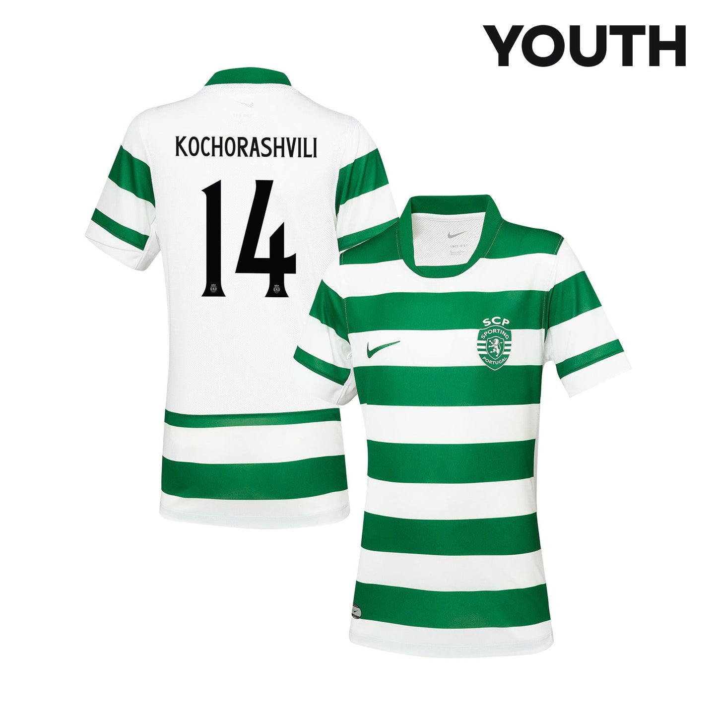 Giorgi Kochorashvili 14 Sporting CP 25/26 Home YOUTH Jersey - Green/White