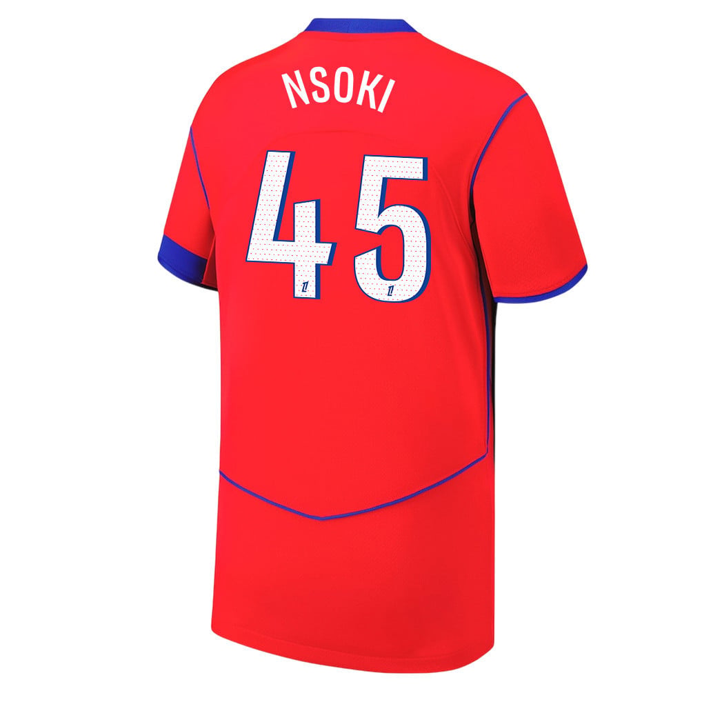 Noah Nsoki 45 Paris Saint-Germain 25/26 Third YOUTH Jersey - Red