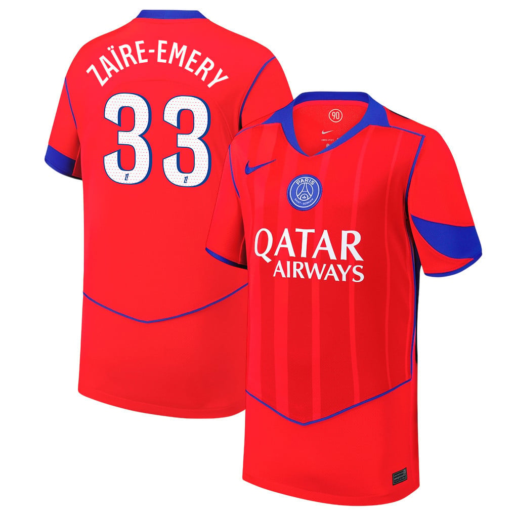 Warren Zaïre-Emery 33 Paris Saint-Germain 25/26 Third YOUTH Jersey - Red