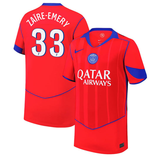 Warren Zaïre-Emery 33 Paris Saint-Germain 25/26 Third YOUTH Jersey - Red