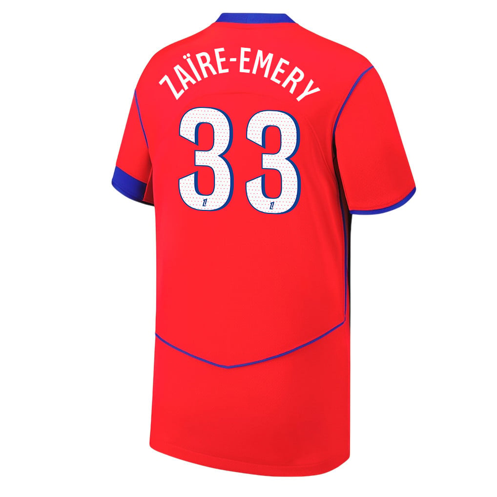 Warren Zaïre-Emery 33 Paris Saint-Germain 25/26 Third YOUTH Jersey - Red