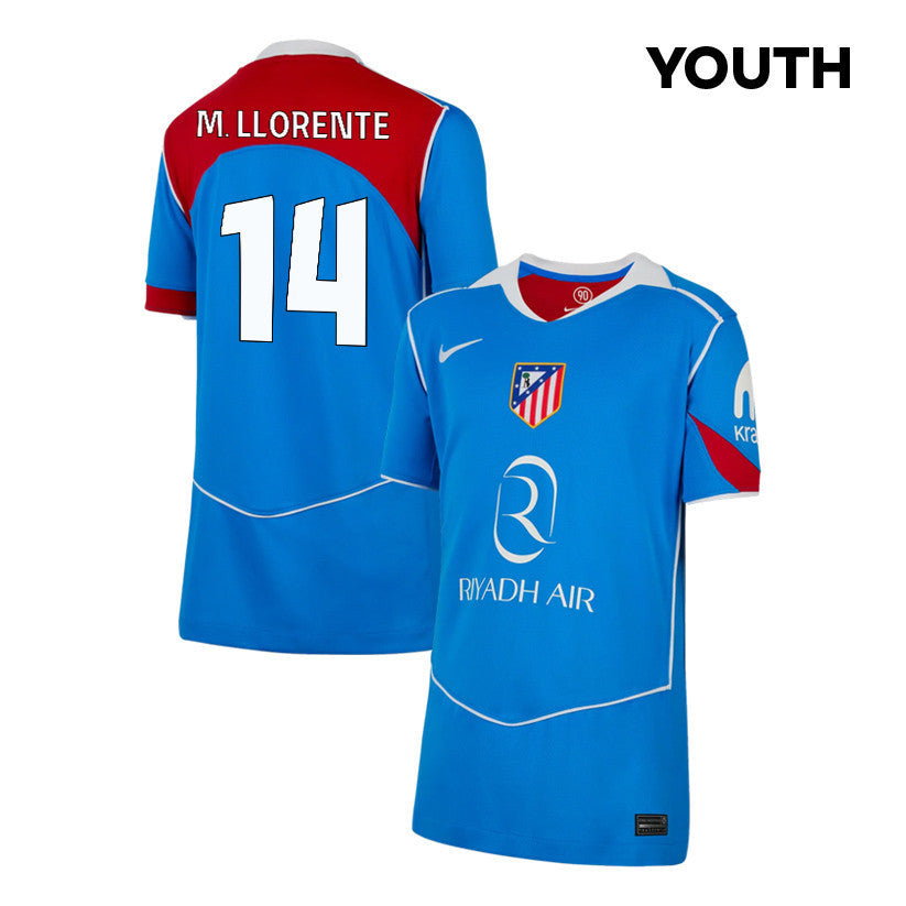 Marcos Llorente 14 Atlético Madrid 25/26 Third YOUTH Jersey - Blue/Red