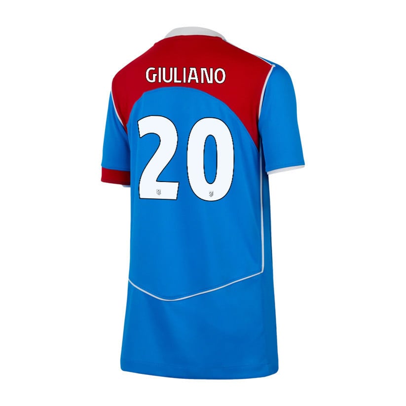 Giuliano Simeone 20 Atlético Madrid 25/26 Third YOUTH Jersey - Blue/Red