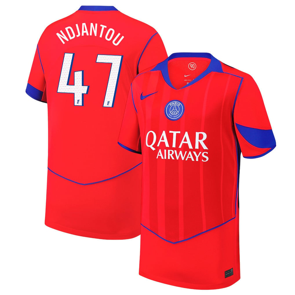 Quentin Ndjantou 47 Paris Saint-Germain 25/26 Third YOUTH Jersey - Red