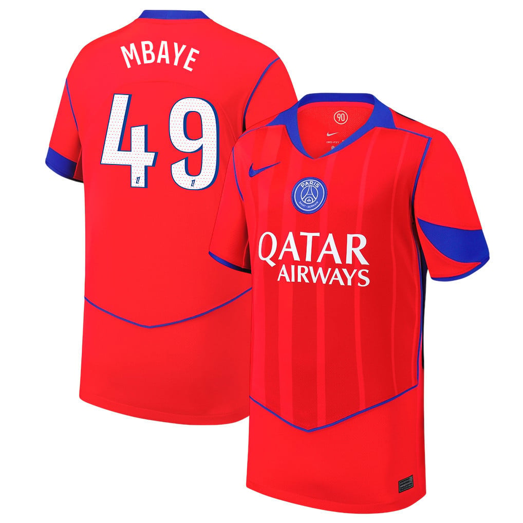 Ibrahim Mbaye 49 Paris Saint-Germain 25/26 Third YOUTH Jersey - Red
