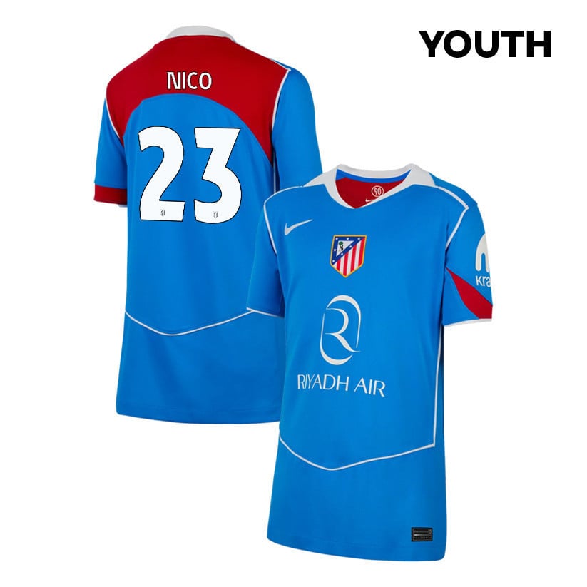 Nicolás González 23 Atlético Madrid 25/26 Third YOUTH Jersey - Blue/Red