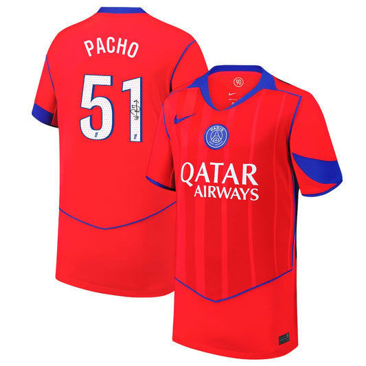 Willian Pacho 51 Signature Paris Saint-Germain 25/26 Third YOUTH Jersey - Red
