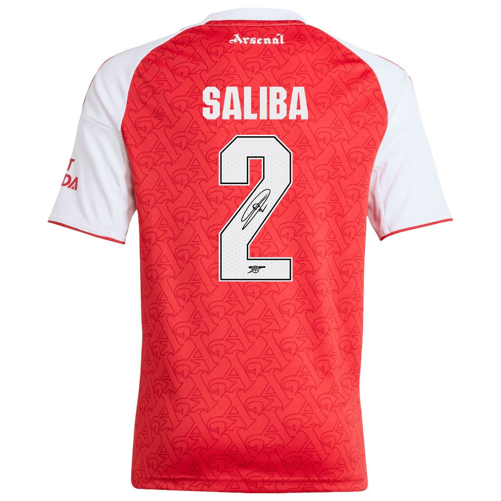 William Saliba 2 Signature Arsenal 25/26 Home YOUTH Jersey - White/Red