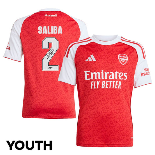 William Saliba 2 Signature Arsenal 25/26 Home YOUTH Jersey - White/Red
