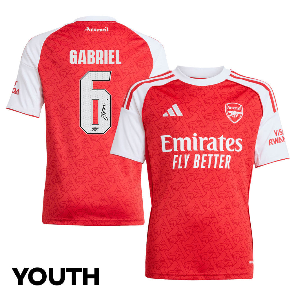 Gabriel Magalhães 6 Signature Arsenal 25/26 Home YOUTH Jersey - White/Red