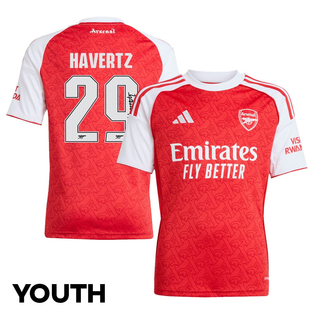 Kai Havertz 29 Signature Arsenal 25/26 Home YOUTH Jersey - White/Red