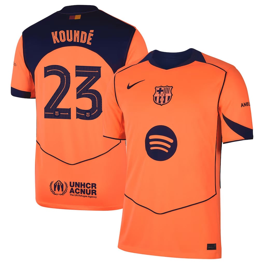 Jules Koundé 23 Barcelona 25/26 Third Men Jersey - Orange