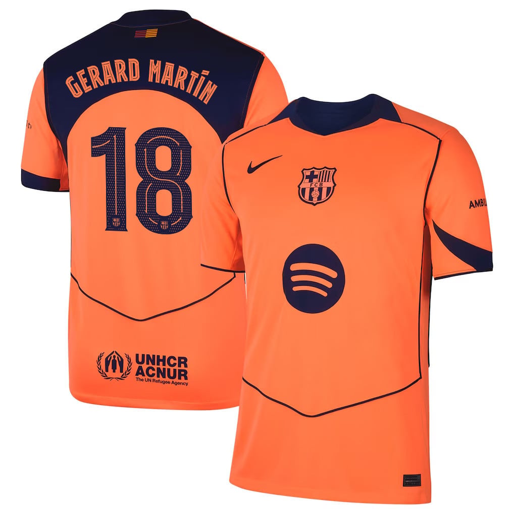 Gerard Martín 18 Barcelona 25/26 Third Men Jersey - Orange