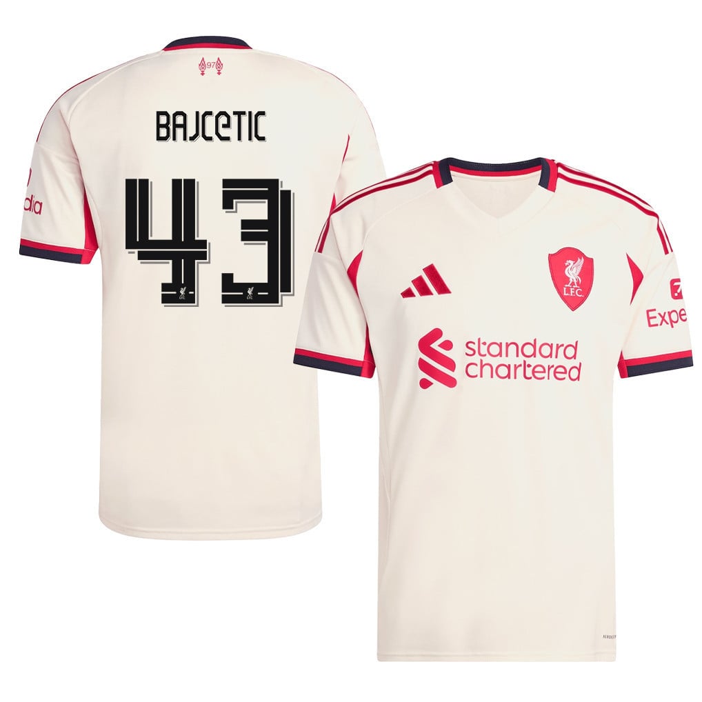 Stefan Bajcetic 43 Liverpool 25/26 Away Men Jersey - Off-white