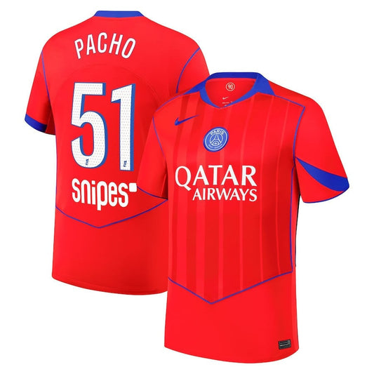 Willian Pacho 51 Paris Saint-Germain 2025/26 Third Men Jersey - Red
