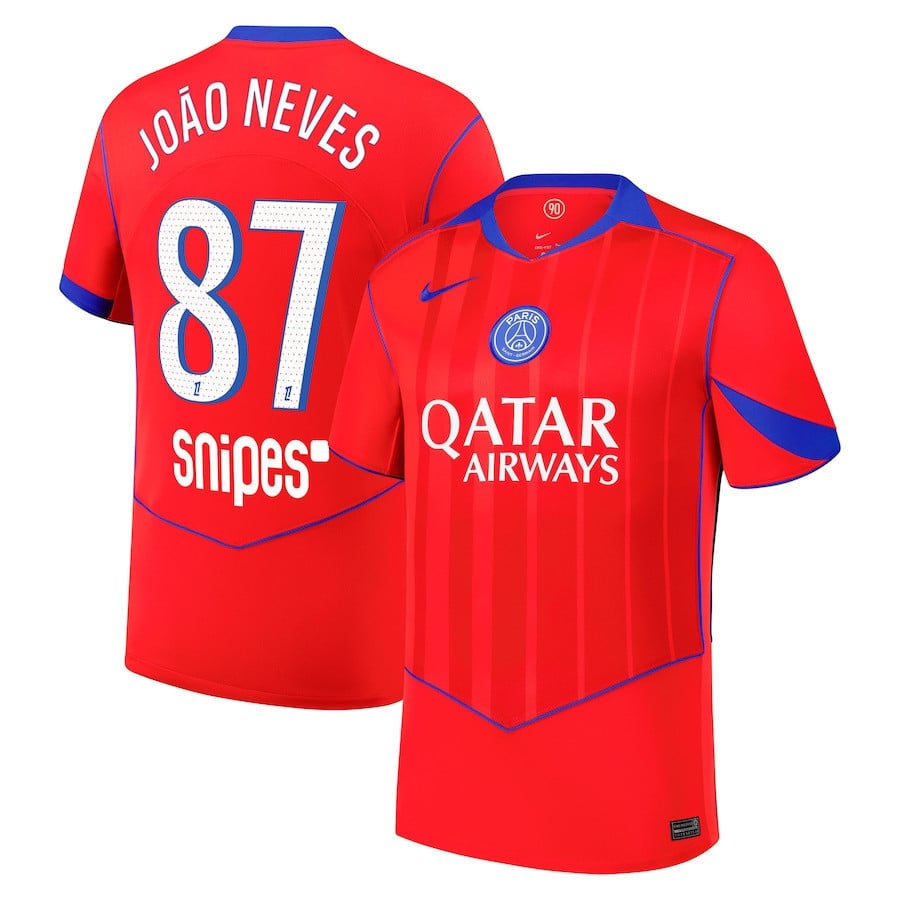 João Neves 87 Paris Saint-Germain 2025/26 Third Men Jersey - Red