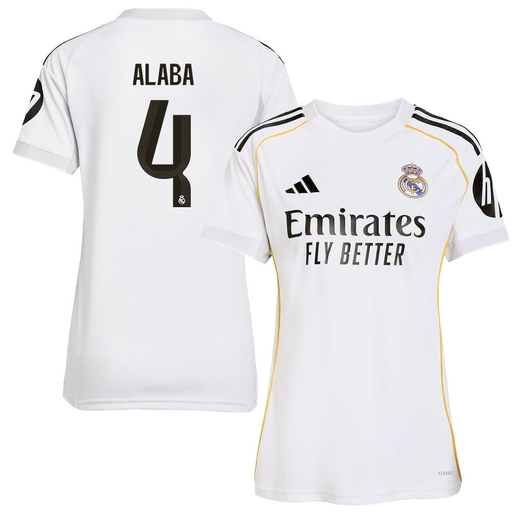 David Alaba 4 Real Madrid 25/26 Home Women Jersey - White