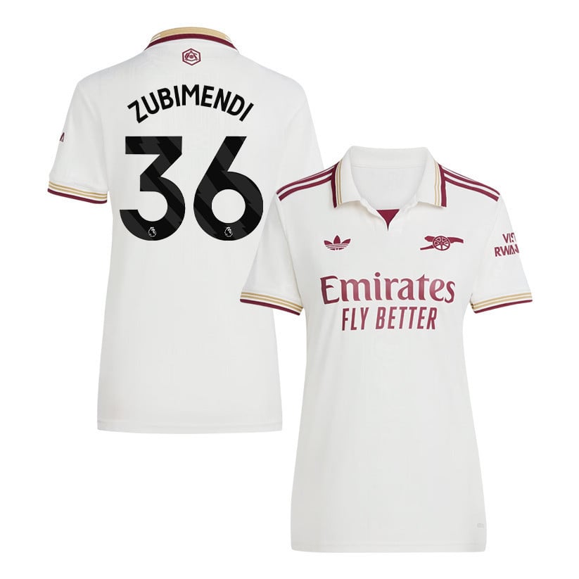 Martin Zubimendi 36 Arsenal 25/26 Third Women Jersey - White