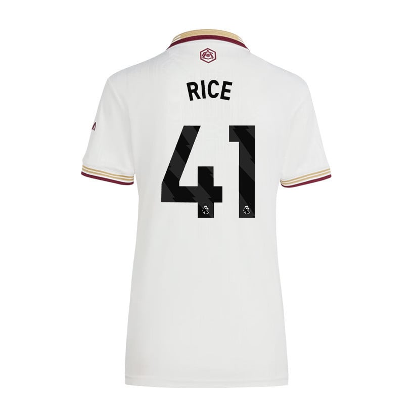 Declan Rice 41 Arsenal 25/26 Third Women Jersey - White