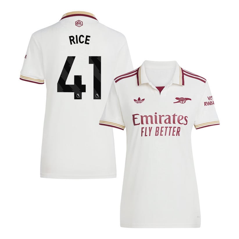 Declan Rice 41 Arsenal 25/26 Third Women Jersey - White