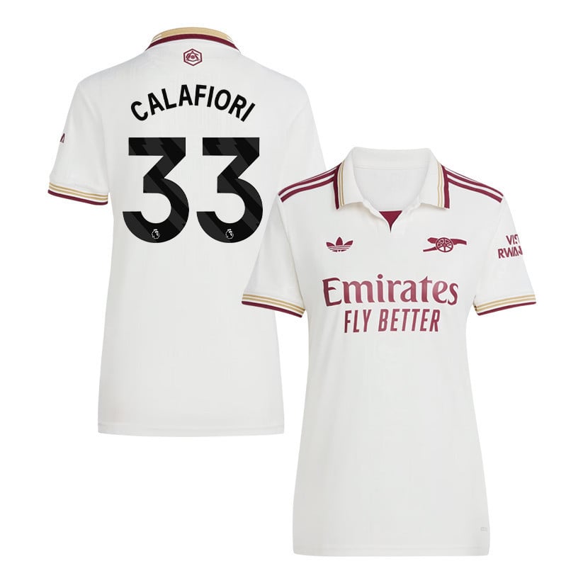 Riccardo Calafiori 33 Arsenal 25/26 Third Women Jersey - White