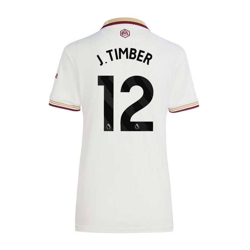 Jurriën Timber 12 Arsenal 25/26 Third Women Jersey - White