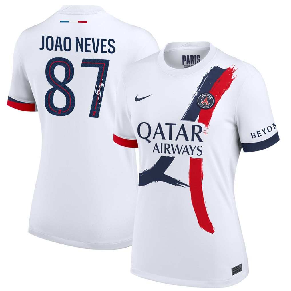 João Neves 87 Signature Paris Saint-Germain 25/26 Away Women Jersey - White