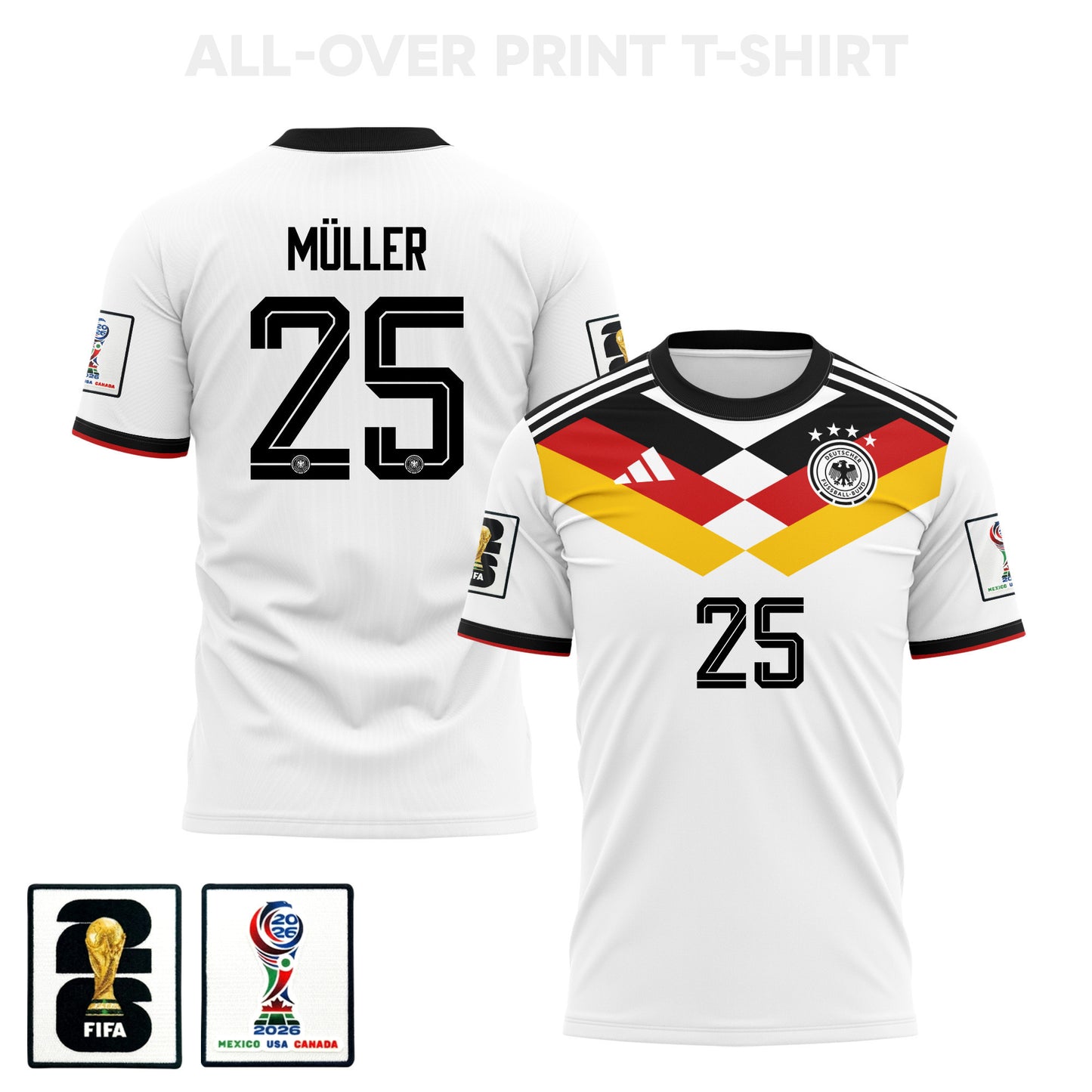 Thomas Müller 25 Germany 2026 Home 3D T-Shirt Fully Printed – Unisex, White