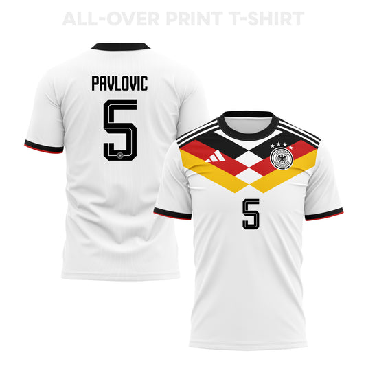 Aleksandar Pavlović 5 Germany 2026 Home 3D T-Shirt Fully Printed – Unisex, White