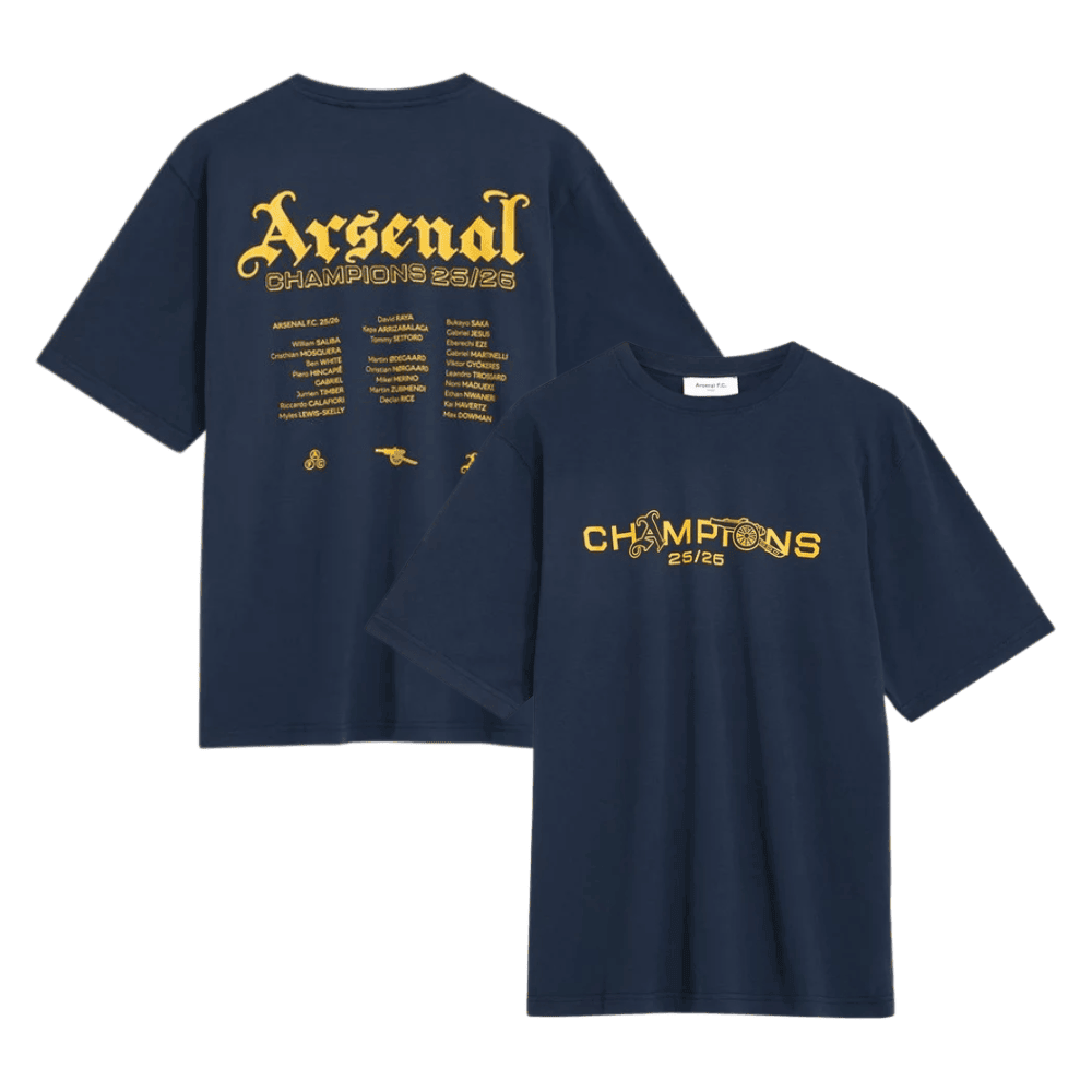 Arsenal Champions Squad 25/26 Crew T-Shirt - Navy