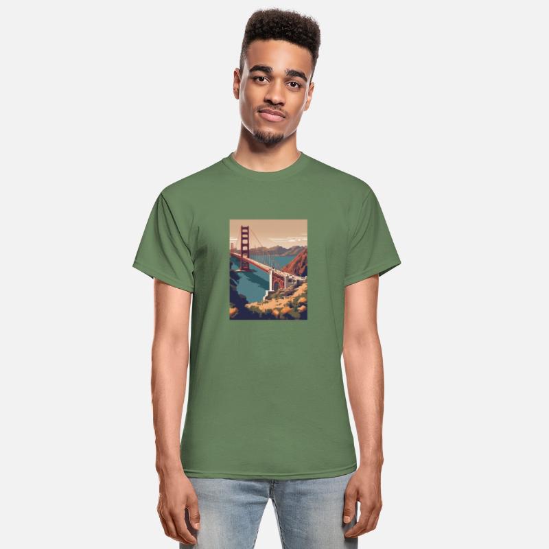 Golden Gate Bridge California T-Shirt Tee, Golden