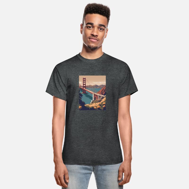 Golden Gate Bridge California T-Shirt Tee, Golden