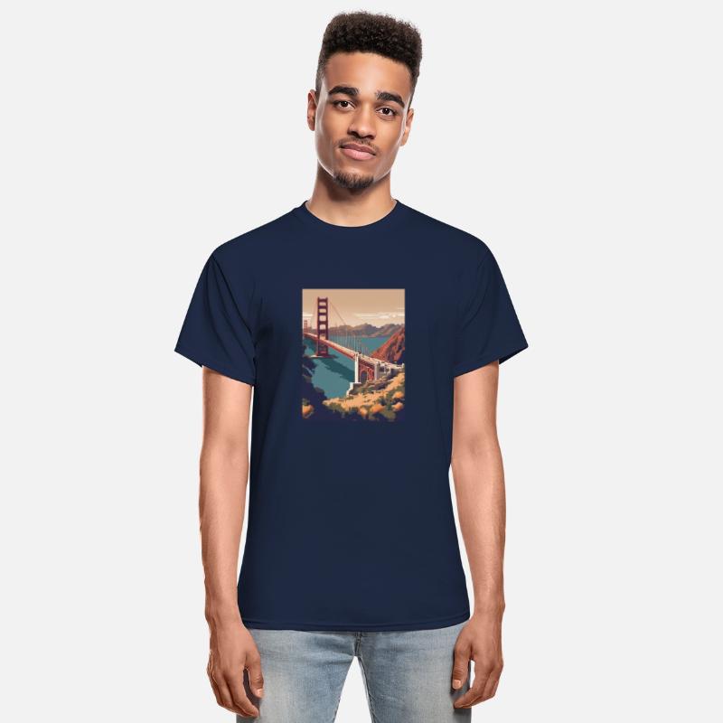 Golden Gate Bridge California T-Shirt Tee, Golden