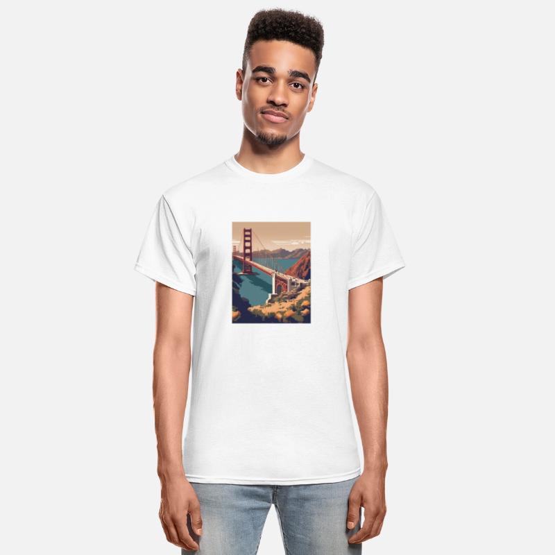 Golden Gate Bridge California T-Shirt Tee, Golden
