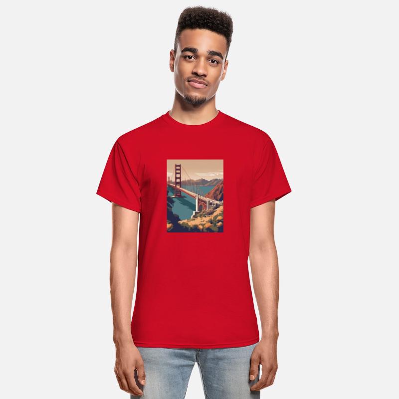 Golden Gate Bridge California T-Shirt Tee, Golden