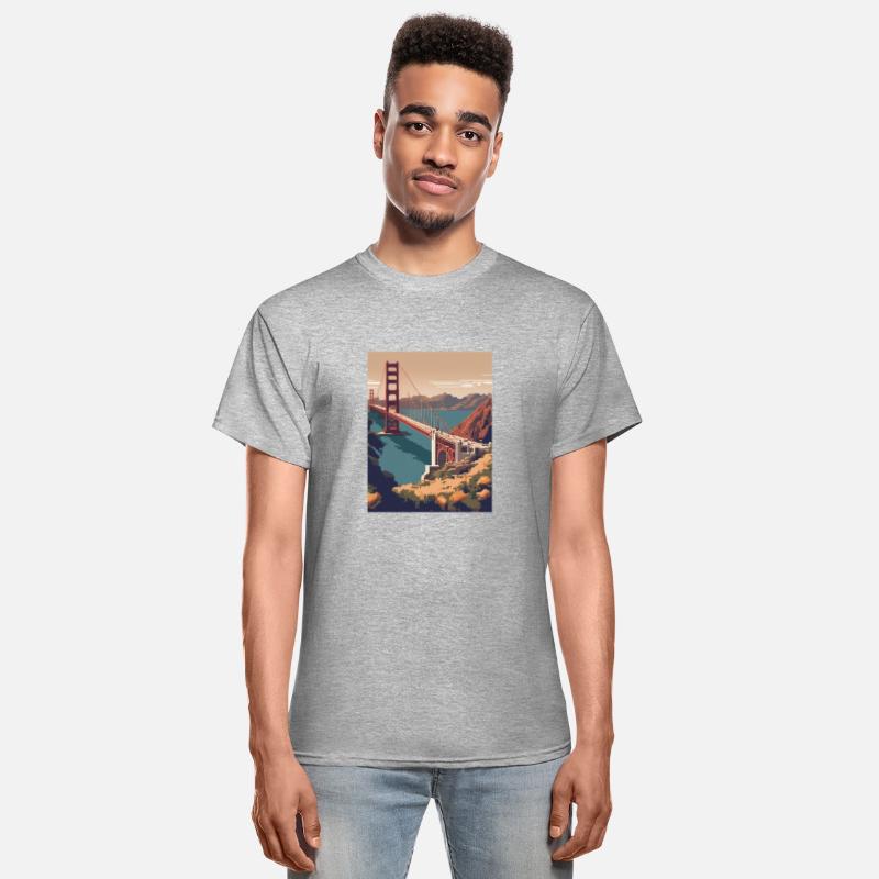 Golden Gate Bridge California T-Shirt Tee, Golden