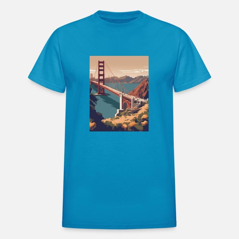 Golden Gate Bridge California T-Shirt Tee, Golden