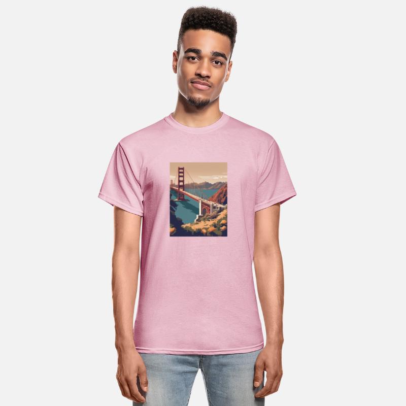Golden Gate Bridge California T-Shirt Tee, Golden