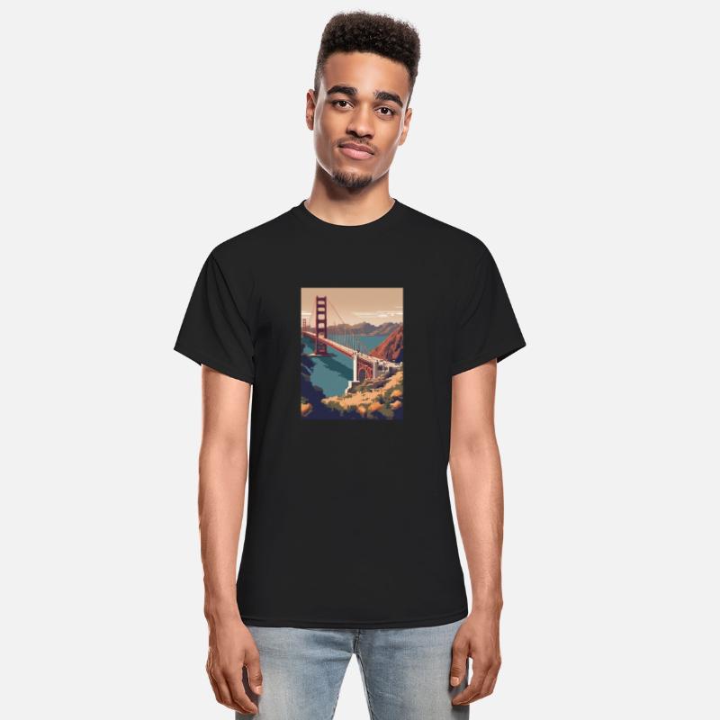 Golden Gate Bridge California T-Shirt Tee, Golden