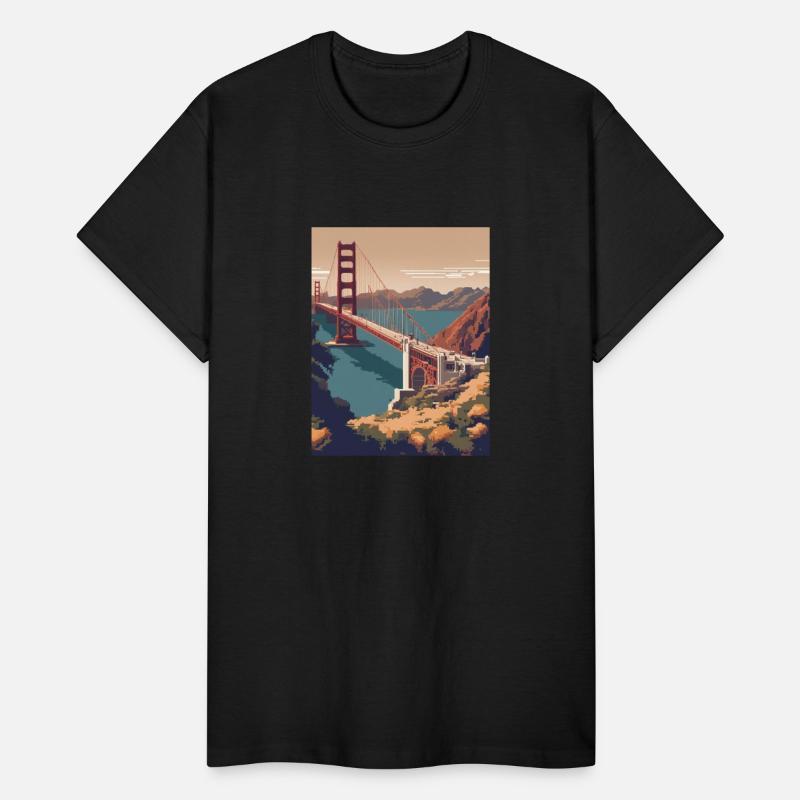 Golden Gate Bridge California T-Shirt Tee, Golden
