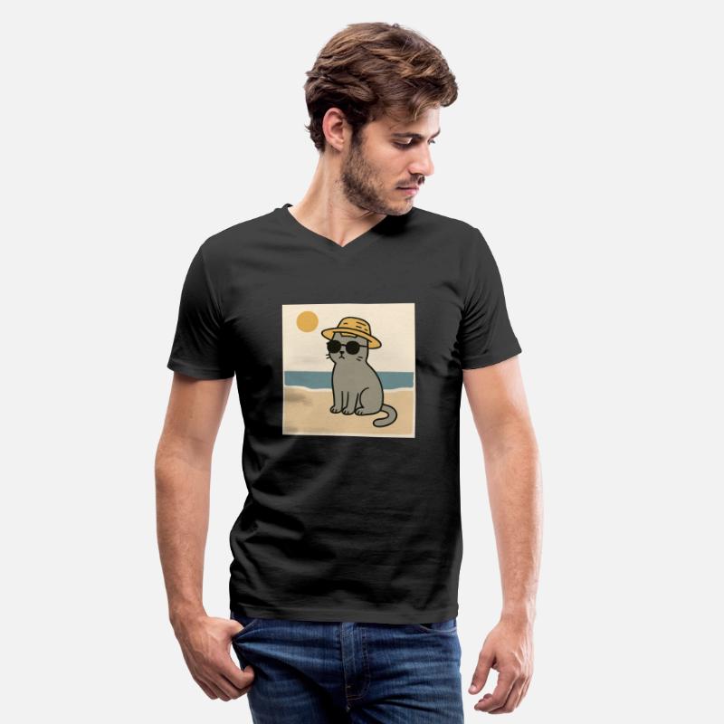 gray cat on the beach design
