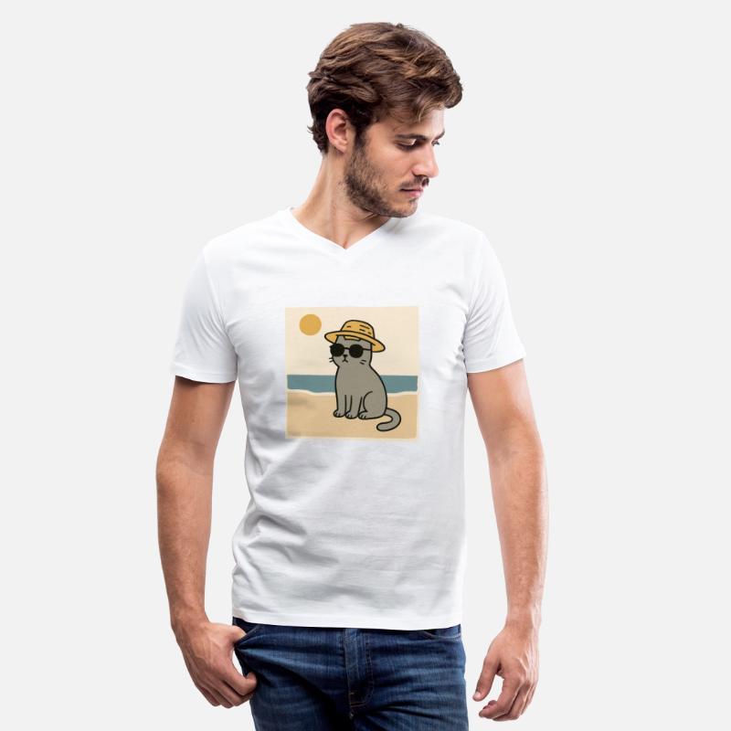 gray cat on the beach design