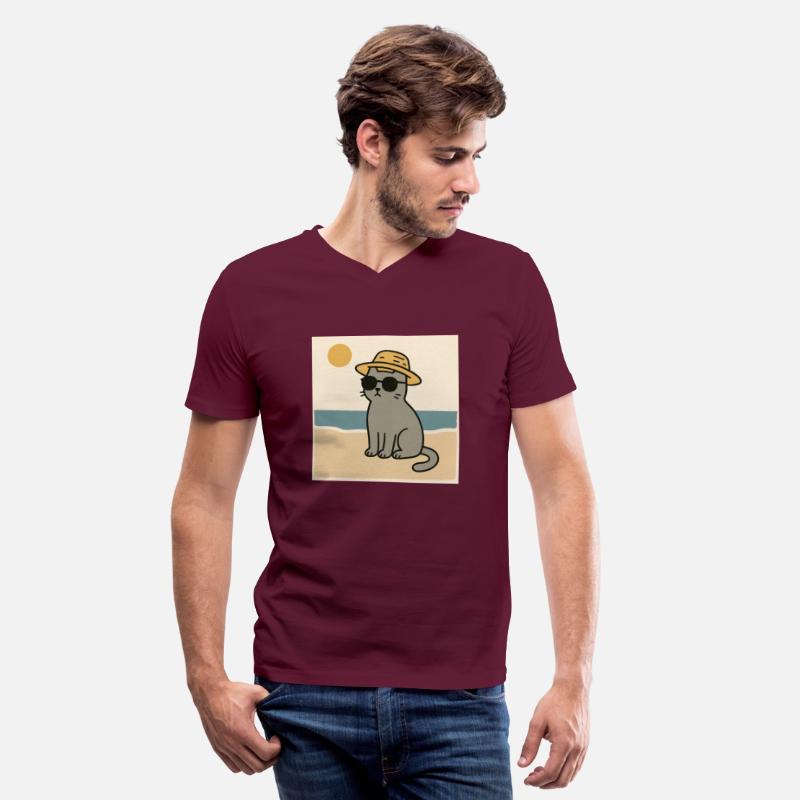 gray cat on the beach design