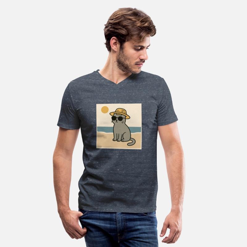 gray cat on the beach design