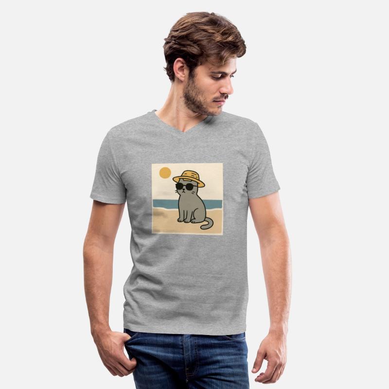 gray cat on the beach design